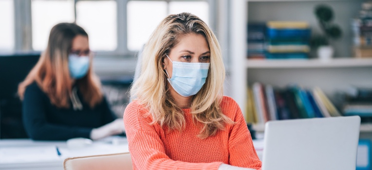 masked women at work