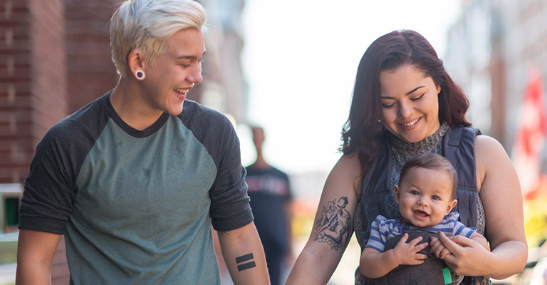 lesbian couple with their young baby
