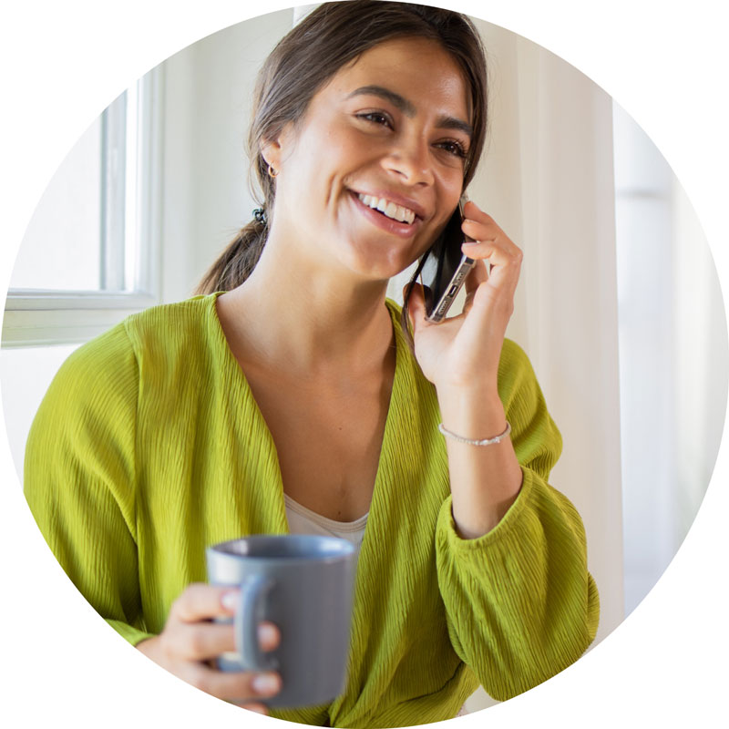 happy woman talking on phone