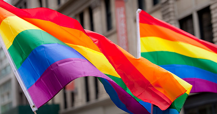 rainbow flags waving for Pride