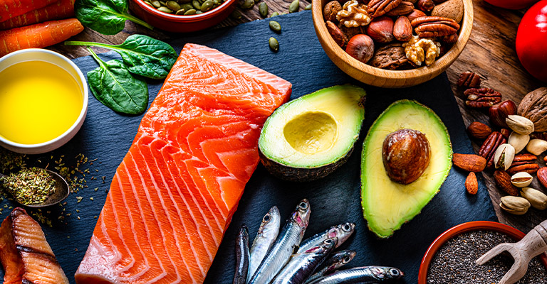 fish, avocado and other healthy fats