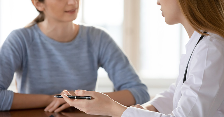woman and provider in discussion