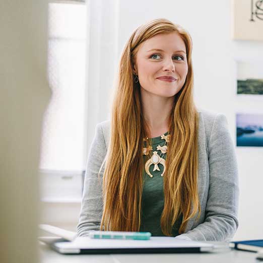 woman smiling at work