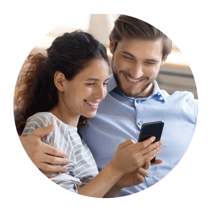 couple receiving benefits navigation help on their phone
