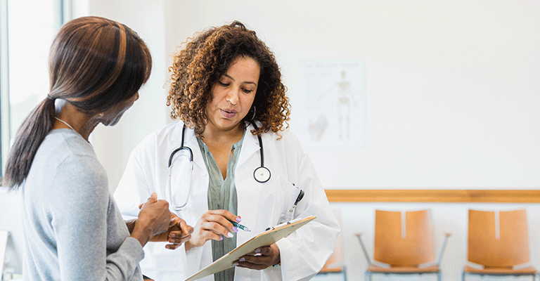 doctor reviewing results with patient