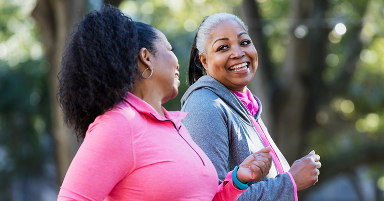 two mature women on a jog