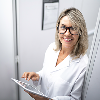 smiling clinician