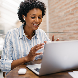 woman speaking on an online meeting